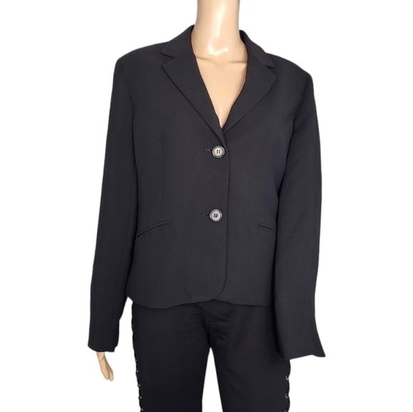 AK Ann Klein Two Button Black Blazer - Picture 1 of 4